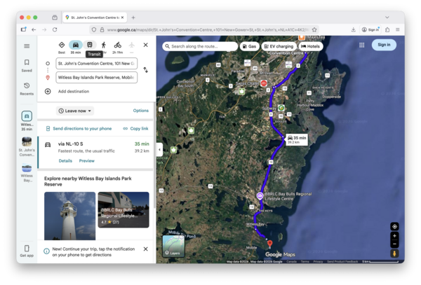 Google maps, Witless Bay