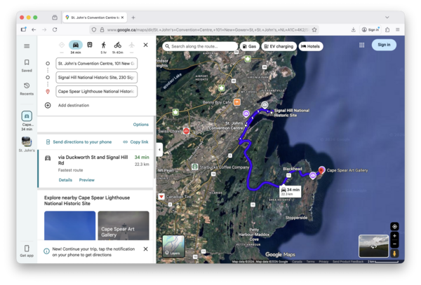 Google maps, Cape Spear