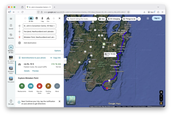 Screenshot Google Maps Mistaken Point